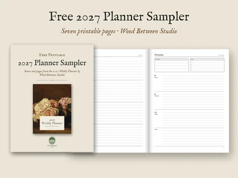 The free 2027 Planner Sampler: cover and a weekly spread