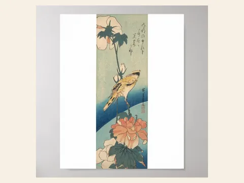 Black-Naped Oriole and Rose Mallow by Hiroshige: preview